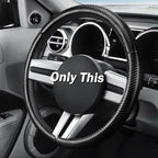 Carbon Fiber Steering Wheel Cover for Ford Mustang 2005-2023, 3 Piece Clip on Set,Carbon Fiber Wrap Anti-Slip Segmented Design,Car Steering Wheel Cover for Men Women（Matte Black