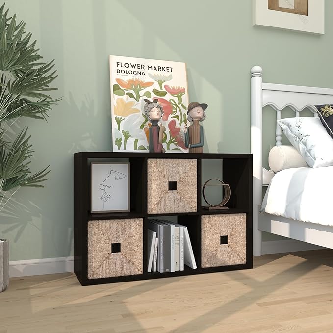 CTESNE【2026 Wooden Thick Frame 6 Cube Storage Organizer Shelf with Anti-Tipping Kits + Reversible Open Back Bookcase, Horizon