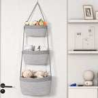Hanging Storage Baskets, Over the Door Basket, Cotton Wall Baskets Storage, Hanging Door Basket with 4 Hooks