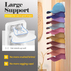 Hat Organizer for Baseball Caps 2 Pack, Adhesive Hat Rack for Wall, Baseball Cap Organizer (White)