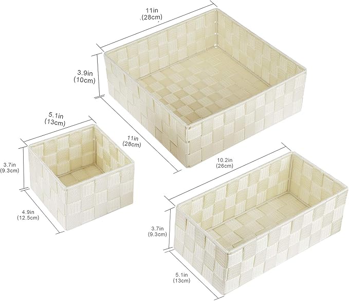 Posprica Woven Storage Baskets for Organizing, Small Black Baskets Cube Bin Container Tote Organizer Divider for Drawer, Clos