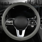 Cowhide Steering Wheel Cover Heat Resistant Anti-Slip Car Wheel Wrap Compatible with Most Makes and Models of Cars and Trucks with 14.5 to 15 Inch Steering Wheel(Gray)