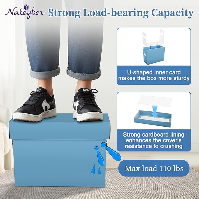 File Organizer Box with Lid & Handle, Thickened Cardboard Hanging File Folder Storage Boxes for Letter Size, Portable Filing 