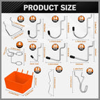 HORUSDY 309 PCS Pegboard Hooks Assortment Kit – 17 Types Heavy Duty Peg Board Hooks & Organizer Accessories – Fits 1/8 & 1/4 