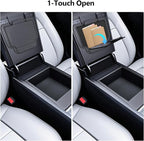 5 Pcs Center Console Organizer Tray for Tesla Model Y Juniper 2026 2025 and Model 3 Highland Refreshed 2025 2024 Refreshed Highland Accessories Set with Cup Holder and Armrest Drawer Organizer