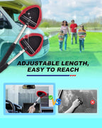 AutoEC Windshield Cleaning Tool, Car Cleaner Tool with Inside Extendable Handle, Window Cleaner Brush Kit Auto Glass Wiper for Windshield with 2 Microfiber Towel Pads Home Windows, Trucks, SUV & RV