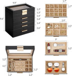 Somduy Jewelry Box, 5 Layers Jewelry Storage Display Box with Glass Lid for Women, 4 Drawers,Large Capacity for Necklace Earr