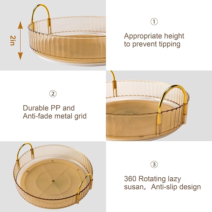 YCIA&DONE 360 Rotating Makeup Organizer and Storage for Vanity Countertop 3 Tiers, High Capacity Cosmetic Skincare Perfume Or