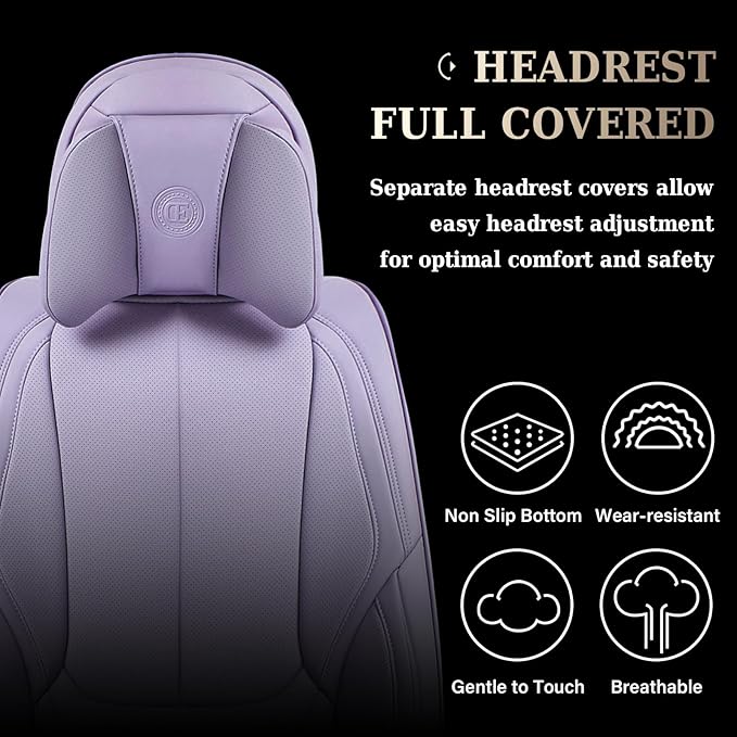 Coverado Universal Seat Covers Front, Universal Seat Covers for Cars, 2-Pack Waterproof Nappa Leather Car Seat Covers with He