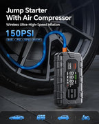 Jump Starter 5000A, Car Battery Jump Starter with Air Compressor for Up to 9.0L Gas and 8.0L Diesel Engine, 12V Jump