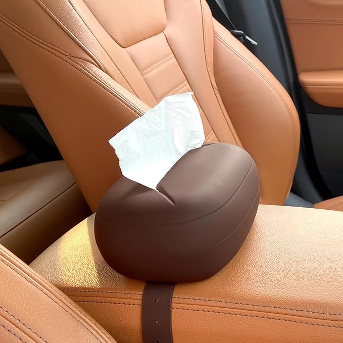 Car Tissue Holder,Silicone Tissue Box Cover with Adjustable Strap,Car Tissue Box Organizer for Backseat, Center Console and Sun Visor(7.4 * 5.1 * 2.5in)