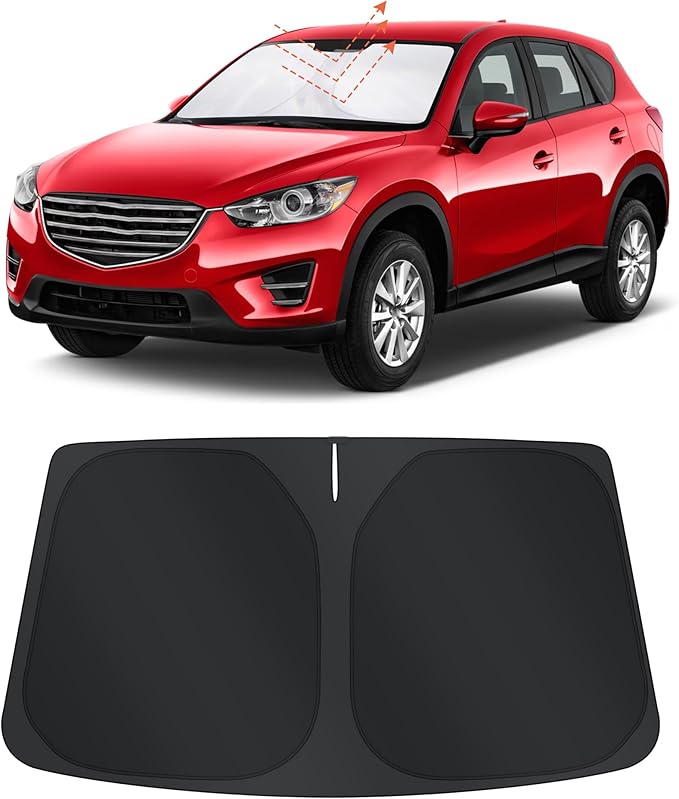 TINGLU Sun Shade for Mazda CX-5 CX5 2013-2016 Accessories Windshield Sun Shade Window Shade UV Rays Protection Sun Visor Cover with Steering Wheel Sunshade Storage Bag