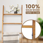 Blanket Ladder, 6-Tier Wooden Quilt Stand, Decorative Ladder Shelf, Leaning Shelf, Wall Leaning Blanket Ladder Towel Storage 