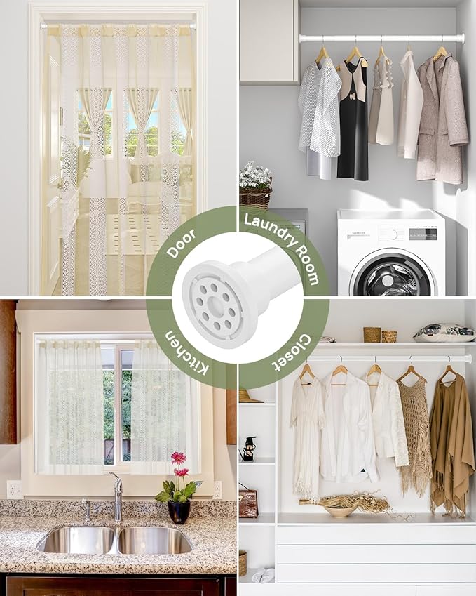 ALLZONE Heavy Duty Tension Shower Curtain Rod 28-42 Inches for Bathroom, Window, Non-Slip, Adjustable with Strong Spring Pole