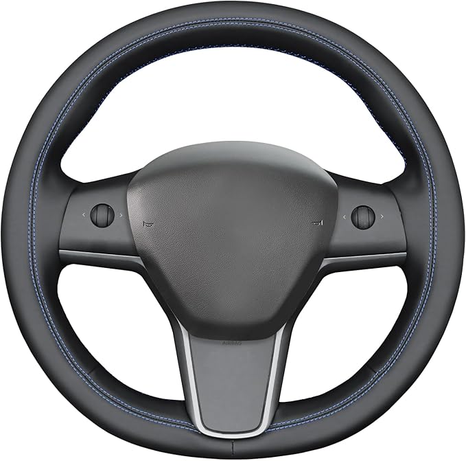 MEWANT Hand Stitched Steering Wheel Cover for Tesla Model 3 2017-2023 / Model Y 2020-2023 for Tesla Model 3/Y Accessories