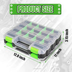 Jack Boss Tool Box with Transparent Lid, Double Side 34-Compartments Organizer Box with Removable Dividers for Hardware, Scre