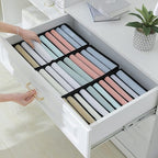 Qozary 4 Pack Drawer Organizers for Clothing, 10 Grids Foldable Dresser Drawer Organizers, Clothes Organizer for Folded Cloth