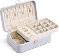Vlando Jewelry Box Organizer for Girl,Faux Leather Lockable Jewelry Holder Organzier Case Boxes with 2 Layers,Earrings Neckla