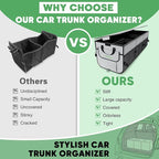Simniam Car Trunk Organizer with Insulated Grocery Bag- 110L High Capacity Car Storage Box, with 4 Compartments, Reflective Strip, Cover, for Auto, SUV, Truck, Minivan