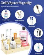 Bathroom Counter Organizer and Storage, 7 Slots Detachable Toothbrush Holders for Bathrooms, Anti-Slip Electric Toothbrush an