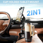 OHLPRO Cup Holder Tablet Mount for Car, iPad Car Mount with Heavy Duty Aluminum Arm, Adjustable Tablet Holder for 5–13” Devices, Cup Holder Expander Fits 2.6”–3.9” Vehicles - 6 inch Arm