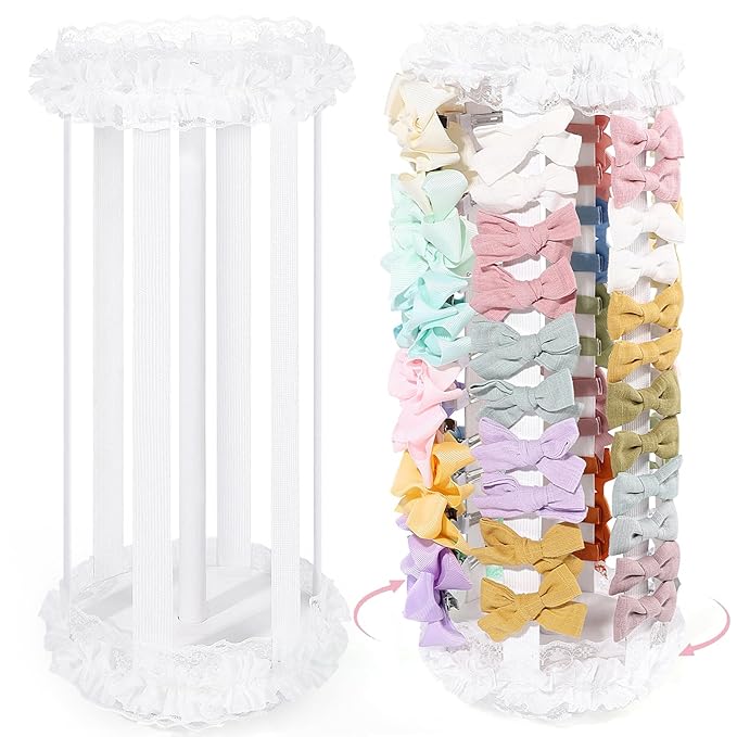 POVETIRE Bow Holder for Girls Hair Bows,Pink Hair Bow Organizer, Hair Clips Stand Hair Accessories Rack Display Decors Baby N