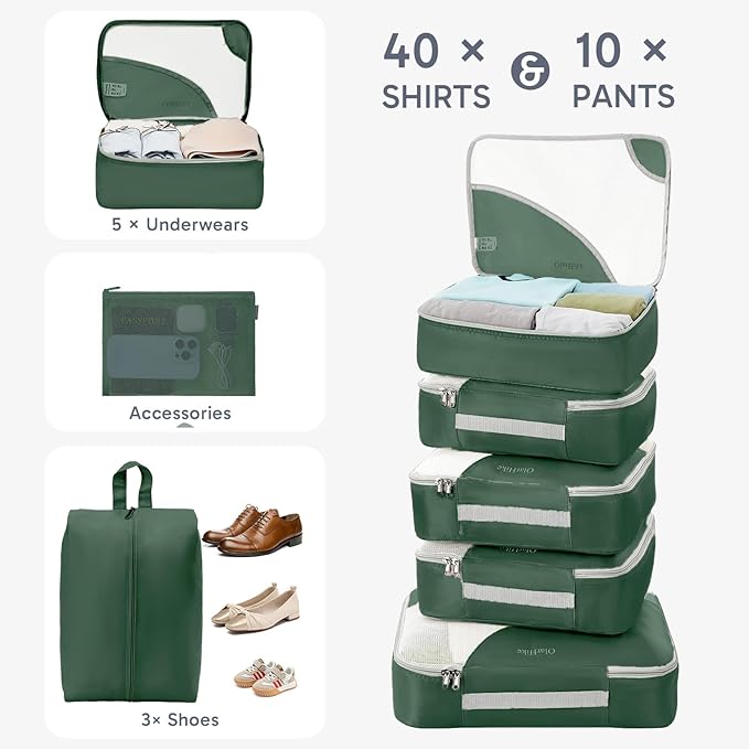 10 Set Packing Cubes for Travel, Gifts for Women Mom,Anti-Tearing Suitcase Organizer for Luggage with Shoe & Hanging Toiletry