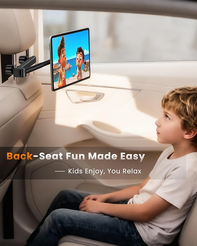 for Magsafe Car Headrest Tablet Holder, for iPad Holder Car Mount, 6 lb Strong Magnetic Force Adjustable Aluminum Tab Mount for All Phone iPhone iPad Stand Travel Accessories
