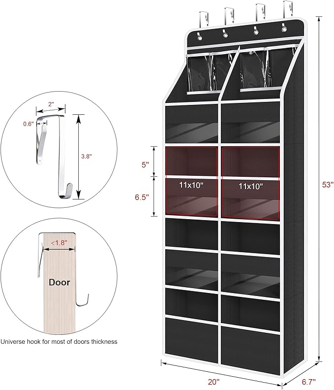 Univivi 5-Shelf Over Door Hanging Organizer Fabric Door Storage for Baby Nursery Nursery Closet Cabinet Wall Mount Hanging St