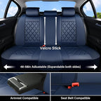 Coverado Car Seat Covers Full Set, Luxury Faux Leather Seat Covers for Cars, Waterproof Car Seat Protector, Blue Car Seat Cov