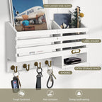 FifthQuarter Key Holder for Wall: Easy Mounted Key Rack and Mail Organizer with Store Shelf and Four Sturdy Keys Hooks Decor 