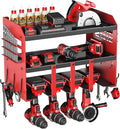 Power Tool Organizer Wall Mount - 120Lbs Load 3 Layers Storage Rack 4 Drill Holders for Drills Cordless Heavy Duty lron Garag