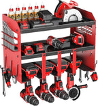 Power Tool Organizer Wall Mount - 120Lbs Load 3 Layers Storage Rack 4 Drill Holders for Drills Cordless Heavy Duty lron Garag