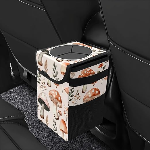 Car Trash Can – Multi-Purpose, Lightweight and Portable with Durable Water-Resistant Coating, No Installation Required, Practical and Ample Capacity, Variety of Colors.Mushroom
