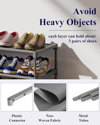 Kitsure Shoe Rack - Non-Woven Shoe Rack Shelf, Shoe Organizer for Closet, Entryway, Garage & Corridor, Stackable Shoe Shelves
