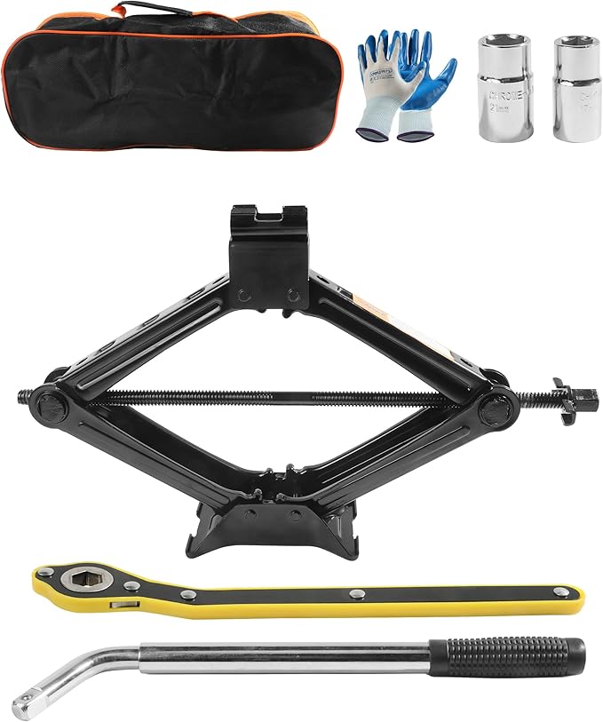 Scissor Jack and Stand Kit - Universal Tire Change Car Emergency Kit for SUV