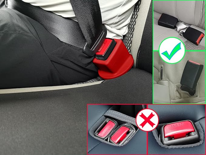 Seat Belt Buckle Holder – Easy Access to The Buckles of Rear Seats - Plug The Seat Belt in with Only One Hand – Friendly to Kids, and Passengers with Special Needs (Red)