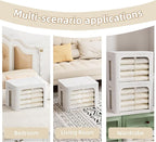 FHSQX 8 Pack Clothes Storage Bins - Foldable Storage Bins for Clothes Fabric Storage Box with Metal Frame (Cream White, 15.7x