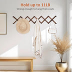 Accordion Wall Hanger, Hat Rack for Wall with 20 Coat Hooks, Expandable Hat Hangers Organizer, Vintage Decorative Coat Rack W