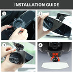 Car Rear View Mirror with Adjustable Suction Cup,Wide Angle Reduce Blind Spots 12.6inch HD Universal Panoramic Interior Rearview Mirror for Cars,SUVs,Trucks,Vehicles White