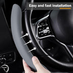 Car Steering Wheel Cover Leather Snap On 3Pcs Set Non-Slip Protector Wrap Steering Wheel Accessories 14.5-15 inch Universal G
