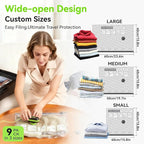 Travel Vacuum Bags with USB & TYPE C Pump, 9 Pack Carry-On Vacuum Storage Bags for Luggage & Suitcase, Vacuum Luggage Bags, S