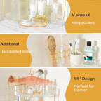 FELIZHOUSE 3-Tier Makeup Organizer for Vanity & Bathroom Countertop – Acrylic Storage Shelf with Perfume Tray & Makeup Brush 