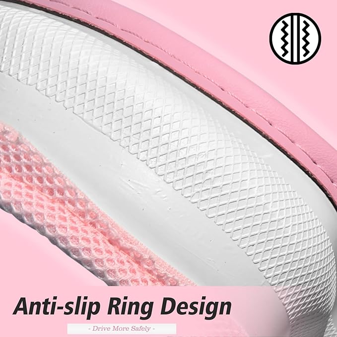 ZHOL Light Pink Steering Wheel Cover, Breathable Microfiber Leather Anti-Slip Cute Car Steering Wheel Cover for Women, Warm i