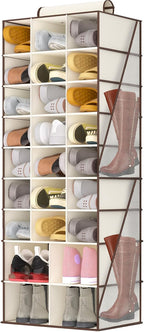 VERONLY Hanging Shoe Organizer for Closet-Collapsible Storage Rack with 25 Sections & 4 Side Pockets, Hanging Shoe Shelves fo