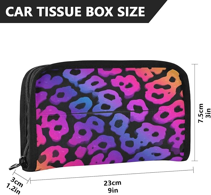 Car Tissue Holder Car Visor Organizer Tissue Box Holder for Car Sun Visor Organizer with Car Vehicle Accessories Essentials Interior for Women Men Gradient Vibrant Cute Leopard