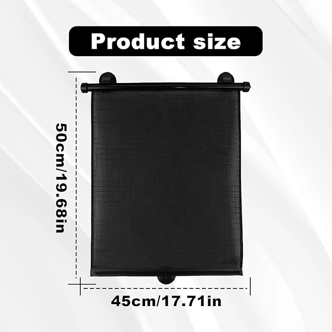 Vrasly 2 Pack Roller Car Side Window Sun Shade, Retractable Car Window Shade for UV and Sun Glare Protection (18"x20")