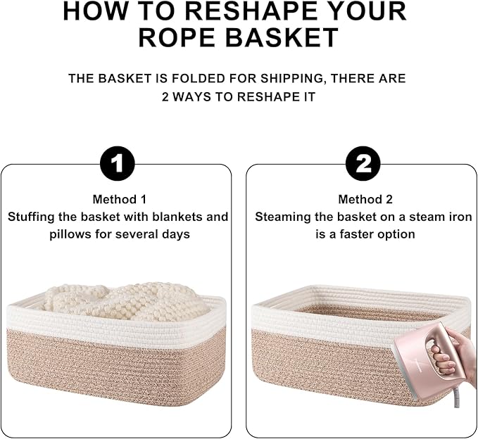 OIASKET Storage Baskets for Organizing 3 Pack, Woven Baskets for Shelves, Closet Organizer Bins Empty Gift Basket Toy Storage