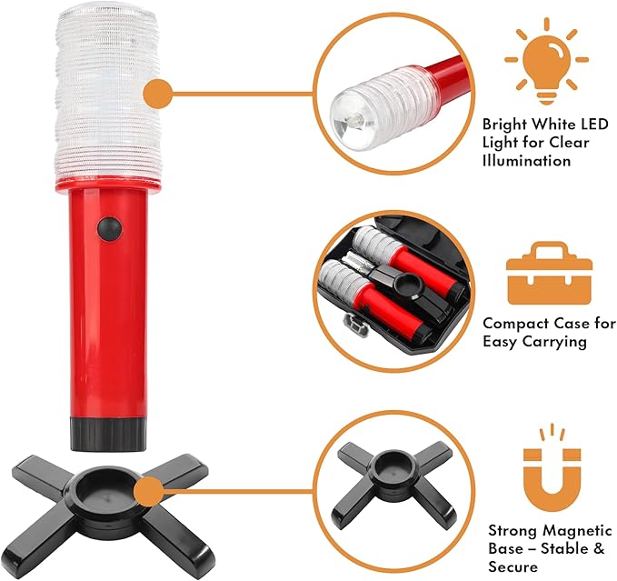 Twinkle Star Emergency Roadside Flares Kit LED Safety Strobe Road Warning Light Highway Beacon Alert Flare with Magnetic Base