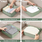 BAGAIL 9 Set Packing Cubes with Packing List Luggage Packing Organizers for Travel Accessories (Matcha Green)